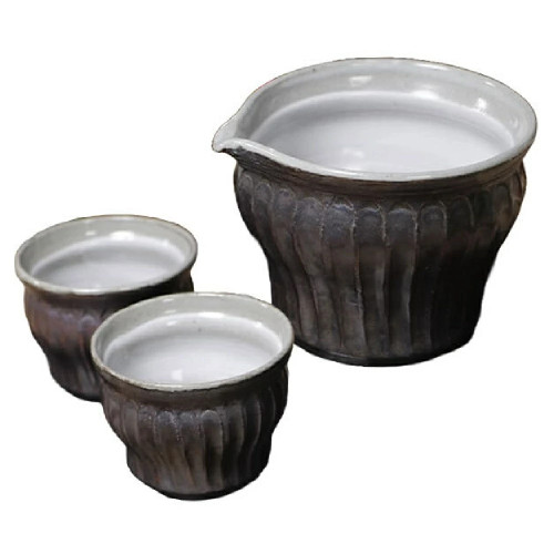 Guinomi Tokkuri Shigaraki Japanese Sake cup pot set of 3Galaxy Made in Japan