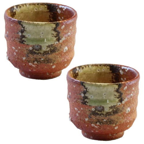 Guinomi Shigaraki ware Japanese Sake cup set of 2Inaka Made in Japan