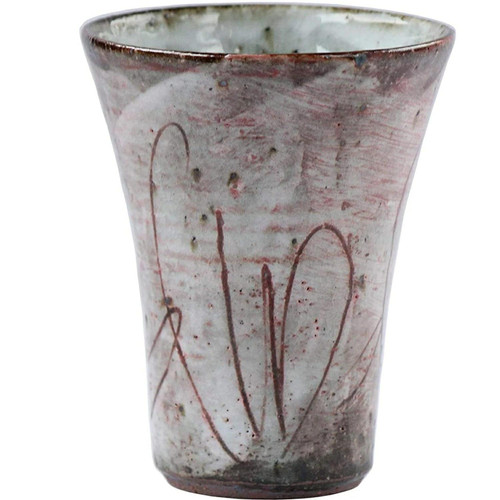 Shigaraki ware Japanese pottery Water Tumbler set of 2  Pine leaf Peach blossom