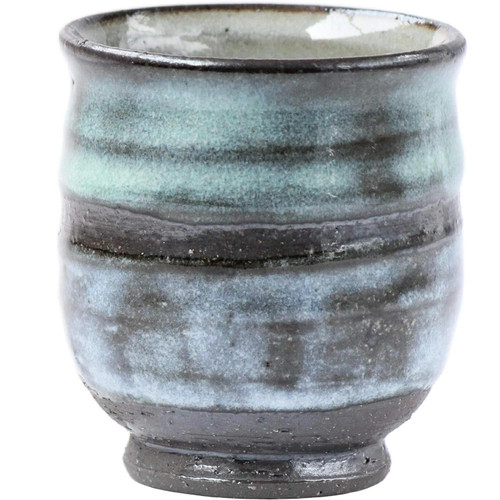 Pair Yunomi Shigaraki ware Japanese green tea cup Blue sky Twilight Japan