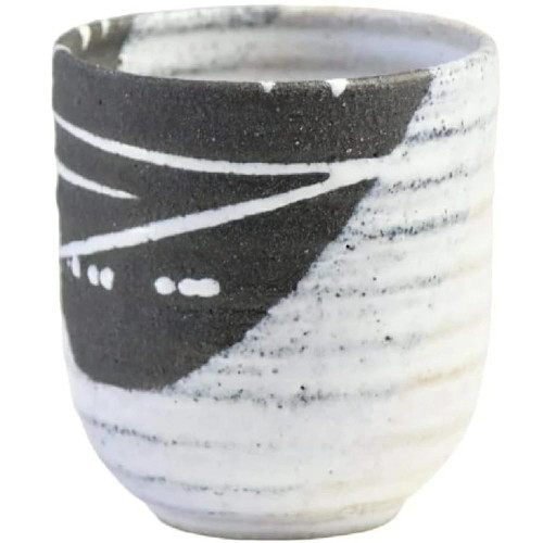 Pair Yunomi Shigaraki ware Japanese green tea cup Shiosai Black Pink Japan