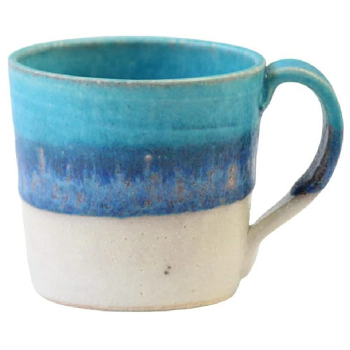 Shigaraki ware Japanese pottery Mug Tea cup Aqua Blue Made in Japan