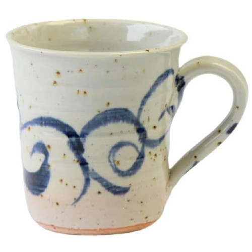 Shigaraki ware Japanese pottery Mug Tea cup Minamo Blue Handpaint Japan