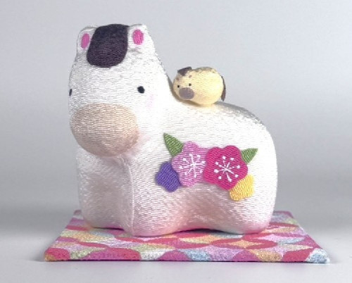 Kyoto Handmade Chirimen Horse Zodiac 2026 Parent & Child Figurine, Japan