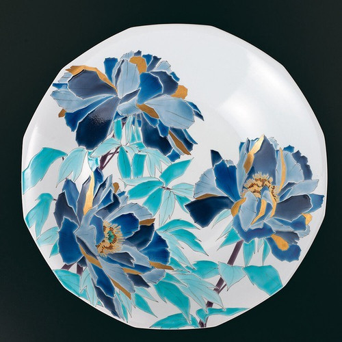 Kutani ware Large Bowl Iro-e Botan(Peony Motif) Artist Yamagishi Taisei J