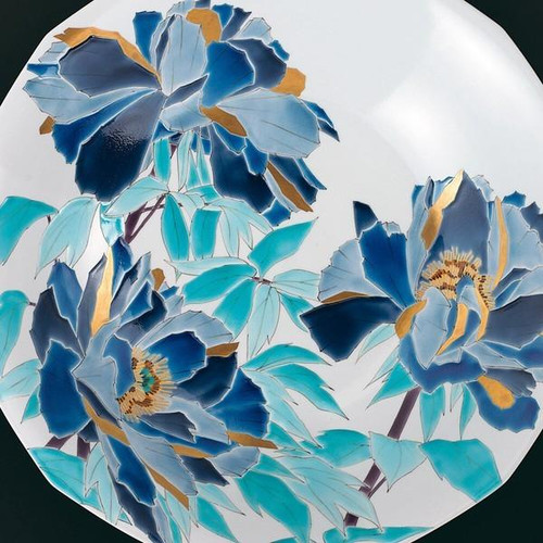 Kutani ware Large Bowl Iro-e Botan(Peony Motif) Artist Yamagishi Taisei J