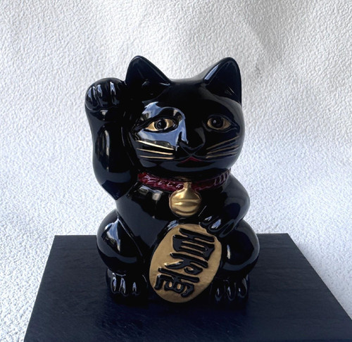 Maneki neko Japanese Lucky cat Takaoka Metalcraft 3.14inch Black Made in Japan