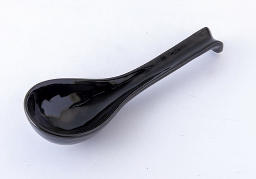 Hooked Renge Spoon  Black | Japanese Mino Ware Ceramic Soup Spoon set of 4