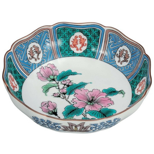 Kutani Ware old Kutani Hibiscus Design5.2 Bowl Japanese Tableware