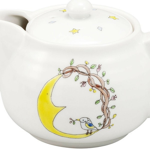 Kutani ware Japan ORIME Zuya megumi Tea pot Moon and Bird