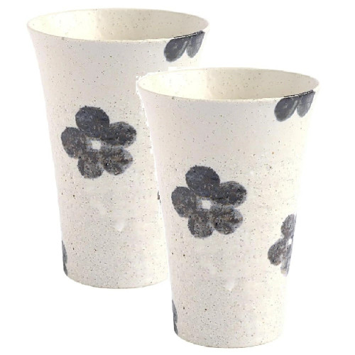Shigaraki ware Japanese pottery Water Tumbler set of 2  Floral pattern Japan