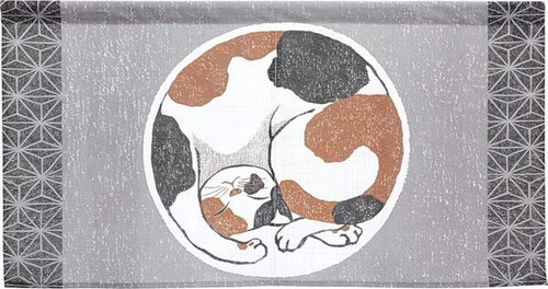 Noren Japanese door curtain 33.46x11.81 in polyester Round Cat Maru Neko Japan