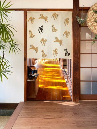 Noren Japanese door curtain 33.5x35.4 in polyester Shiba Inu All Over Japan