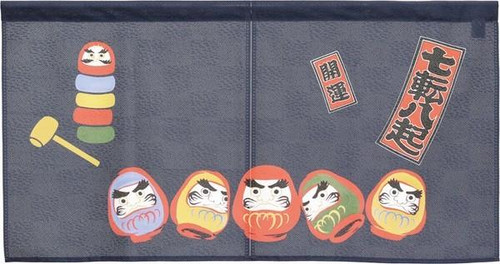 Noren Japanese door curtain 33.46x11.81 in polyester Resilient Daruma Navy Blue