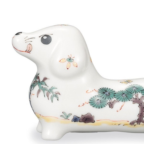 Kutani porcelain Japanese Dachshund Figurine Hanatsume blue Miura Terutada Japan