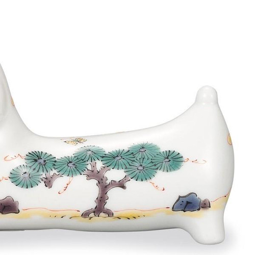 Kutani porcelain Japanese Dachshund Figurine Hanatsume blue Miura Terutada Japan