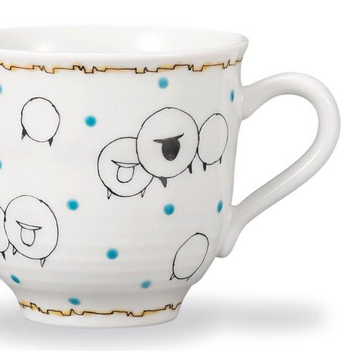 Kutani ware Japanese Mug Coffee Tea cup Kinuyo Okada Scattered Sheep Japan