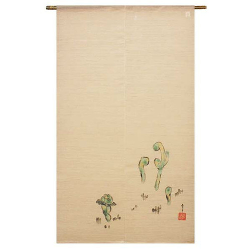 Kyoto Noren Japanese Door Curtain LinenCotton Illustrated Bracken Fern Warabi