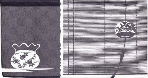Noren Japanese door curtain 33.46x17.6 in polyester Wind chime and goldfish bowl