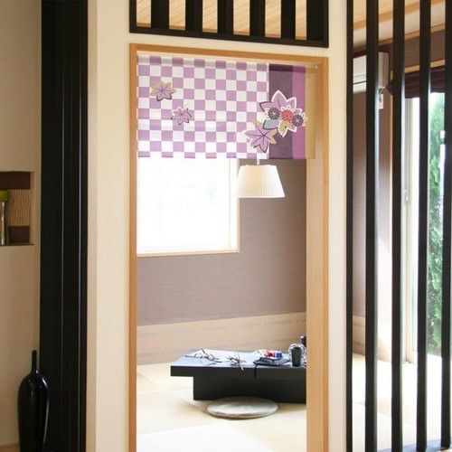 Noren Japanese door curtain 33.46x17.6 in polyester Ichimatsu Momiji Japan