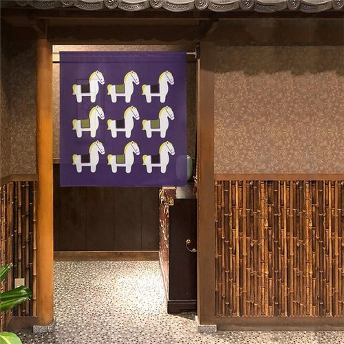 Noren Japanese Door Curtain Tapestry PolyesterNine White Horses Japan