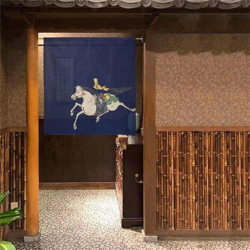 Noren Japanese Door Curtain Tapestry PolyesterNavy Sacred Horse 85x90 cm Japan
