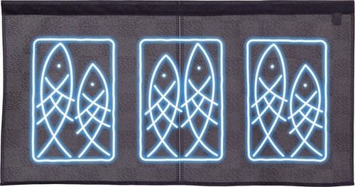 Noren Japanese door curtain 33.46x17.6 in polyester Neon style Fish Japan