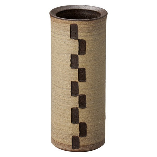 Shigaraki Ware Flower Vase Komachi cafe Round Milk coffee brown H25cm Japan