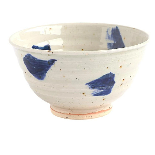 Shigaraki ware Japanese Rice bowl Gohan Chawan Blue dot pattern Japan