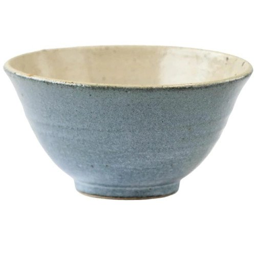 Shigaraki ware Japanese Rice bowl Gohan Chawan Saiun BLue glaze Japan