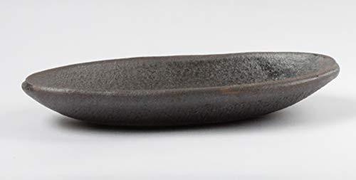 Shigaraki ware Japanese pottery small plate Rikyu Black Oval shape Japan