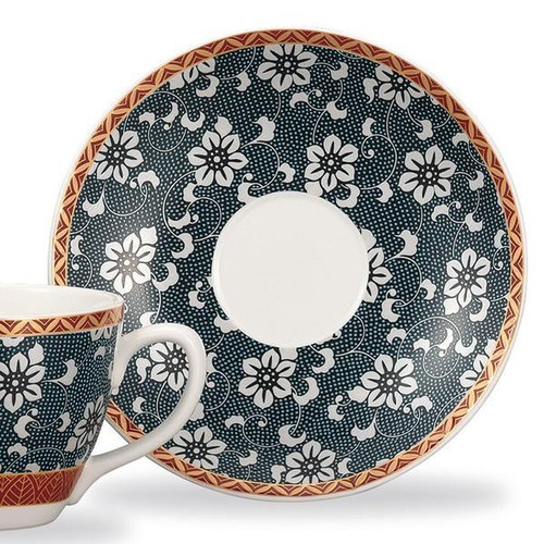 Kutani ware porcelain Japanese coffee tea cup and Saucer Tessen pattern Japan