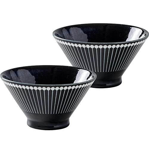Mino ware Japanese Ceramic Rice bowl Gohan Chawan Albee Navy set of 2 Japan