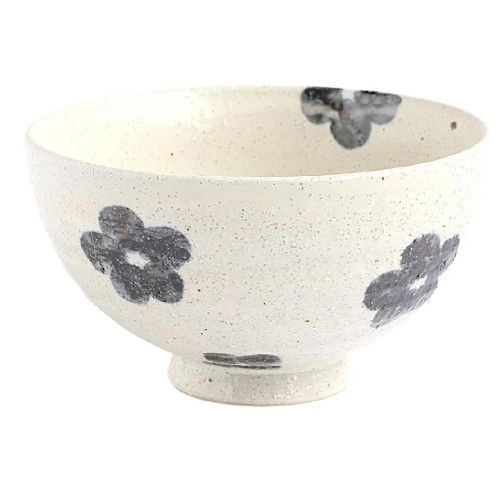 Pair Shigaraki ware Japanese Rice bowl Gohan Chawan Floral pattern Made in Japan