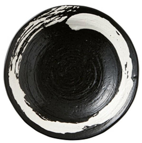 Japanese Mino ware Ramen SobaBlack “Kairyū” 8-Inch Noodle Plate – Handmad