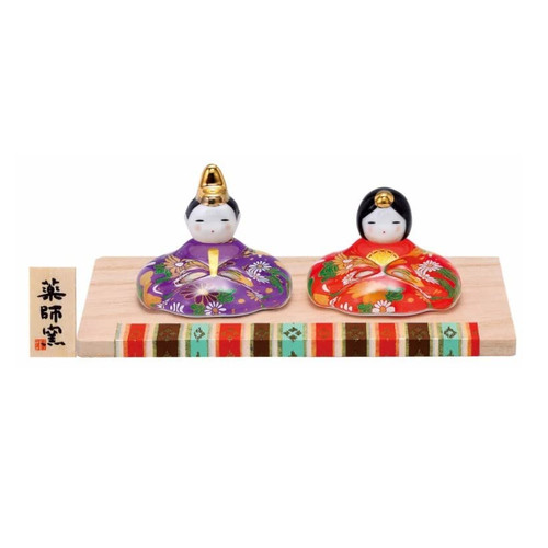 Japanese Hinamatsuri Hina Dolls Mino ware Saie Glass Display (Hana-Yuzen) Japan