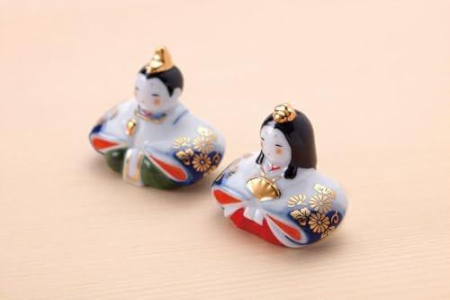 Japanese Hinamatsuri Hina Dolls Mino ware Sometsuke Seat Dolls Hana Komon Japan