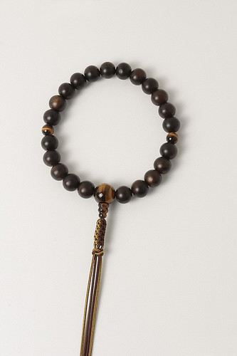 Kyoto Juzu Japanese Buddhist Mala Jodo shinshu Stripe Black Ebony Tiger eye