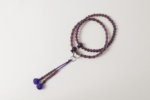 Kyoto Juzu Japanese Buddhist Mala Jodo shu Izumi Glass Craft Purple Woman Japan