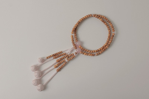 Kyoto Juzu Japanese Buddhist Mala Nichiren Boxwood Rose quartz Woman Japan