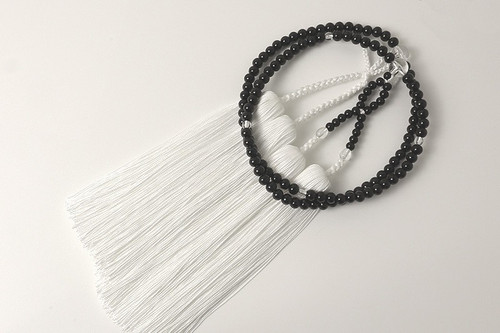 Kyoto Ebony Choncho Prayer Juzu Beads P-Finish Rayon 15 Monme Tassels Japan