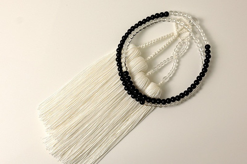 Kyoto Ebony Clear Quartz Buddhist Juzu Beads Hanshozoku Silk 15 Monme Tassels