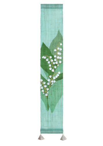 Kyoto Mini Tapestry Handpainted Linen Wall HangingLily of the Valley Japan