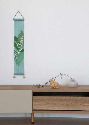 Kyoto Mini Tapestry Handpainted Linen Wall HangingLily of the Valley Japan