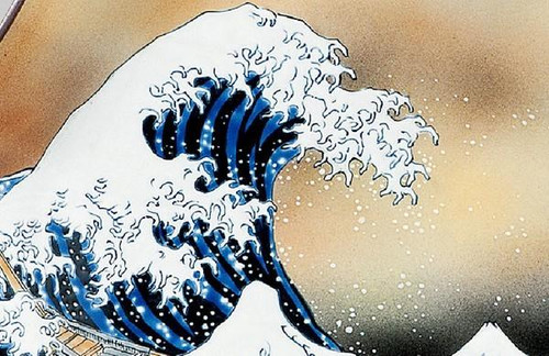 Kutani ware Decorative plate 30.5cm Hokusai Great Wave off Kanagawa Japan
