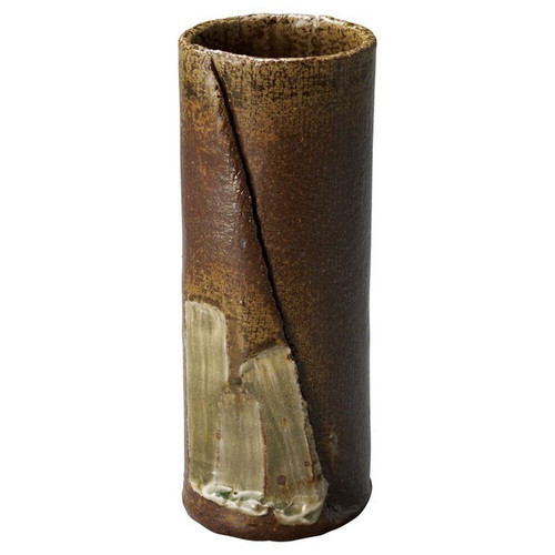 Shigaraki Ware Japanese pottery Floewer vase Sansui style Japan CylinderL