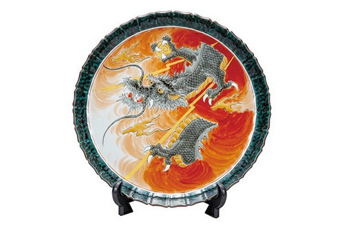 Kutani ware Decorative plate 31cm Rising Dragon Made in Japan Fukuda Yoshinori