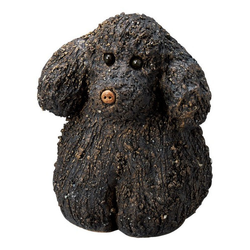 Shigaraki Ware Moko Dog Figurine Black Large Japanese Pottery Made in Japan