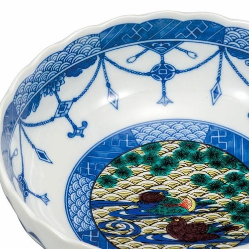Authentic Kutani Ware Bowl Yoshidaya Style Mandarin Duck 20.5cm Made in Japan