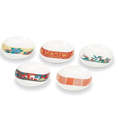 Kutani Ware Plate Set 4.5-go Jidai-e Traditional Design Made in Japan